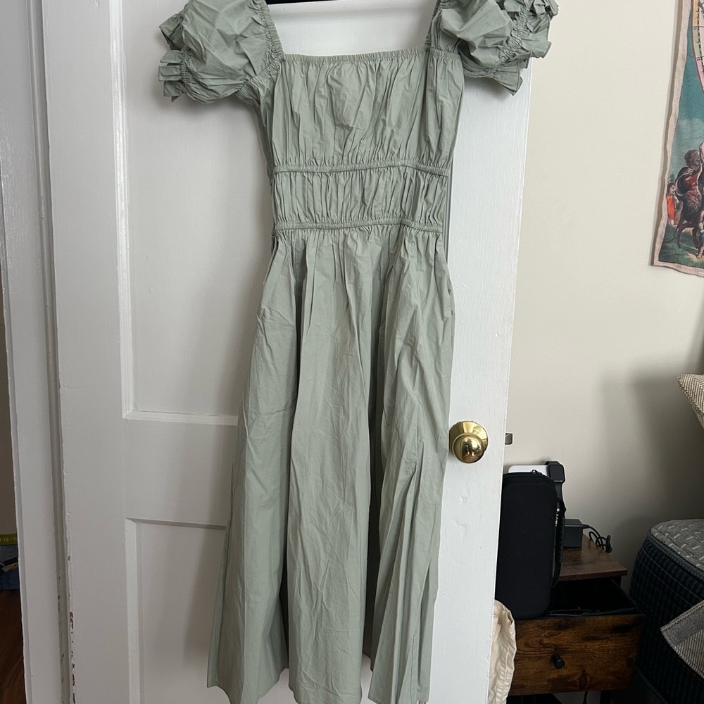 French Meadows Sage Green Puff Sleeve Dress